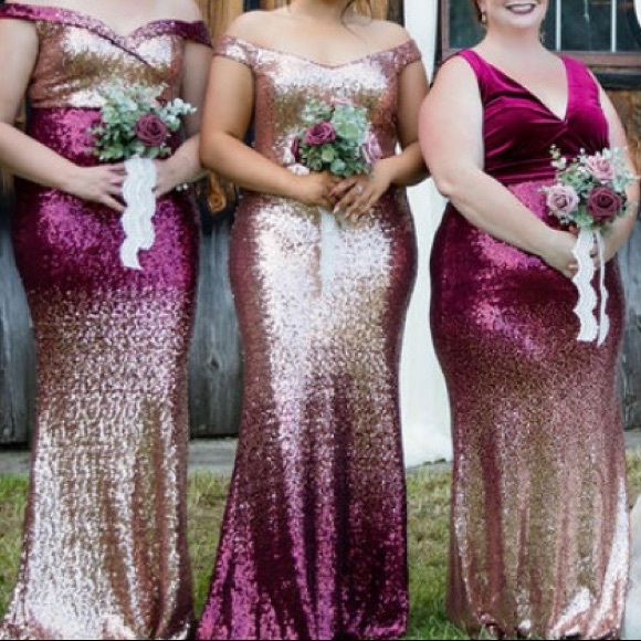 Sequence rose gold dress! Middle person is what it looks like on - Picture 1 of 2